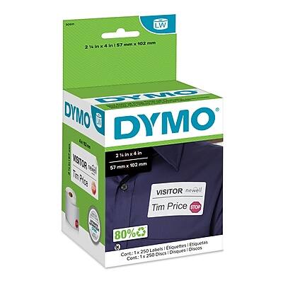 DYMO

2 1/2 in x 4 in
87 mm x 102 mm

VISITOR
Tim Price

80% Cheaper

VISITOR
newell
Tim Price
STOP

Cont.: 1x 250 Discs
Cont.: 1x 250 Disques
Cont.: 1x 250 Etiquetas
Cont.: 1x 250 Etiquettes
Cont.: 1x 250 Discos