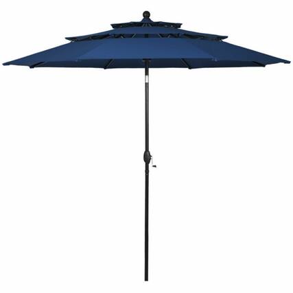 Front. Mondawe - 10 Feet 3 Tier Outdoor Patio Umbrella with Double Vented - Navy.