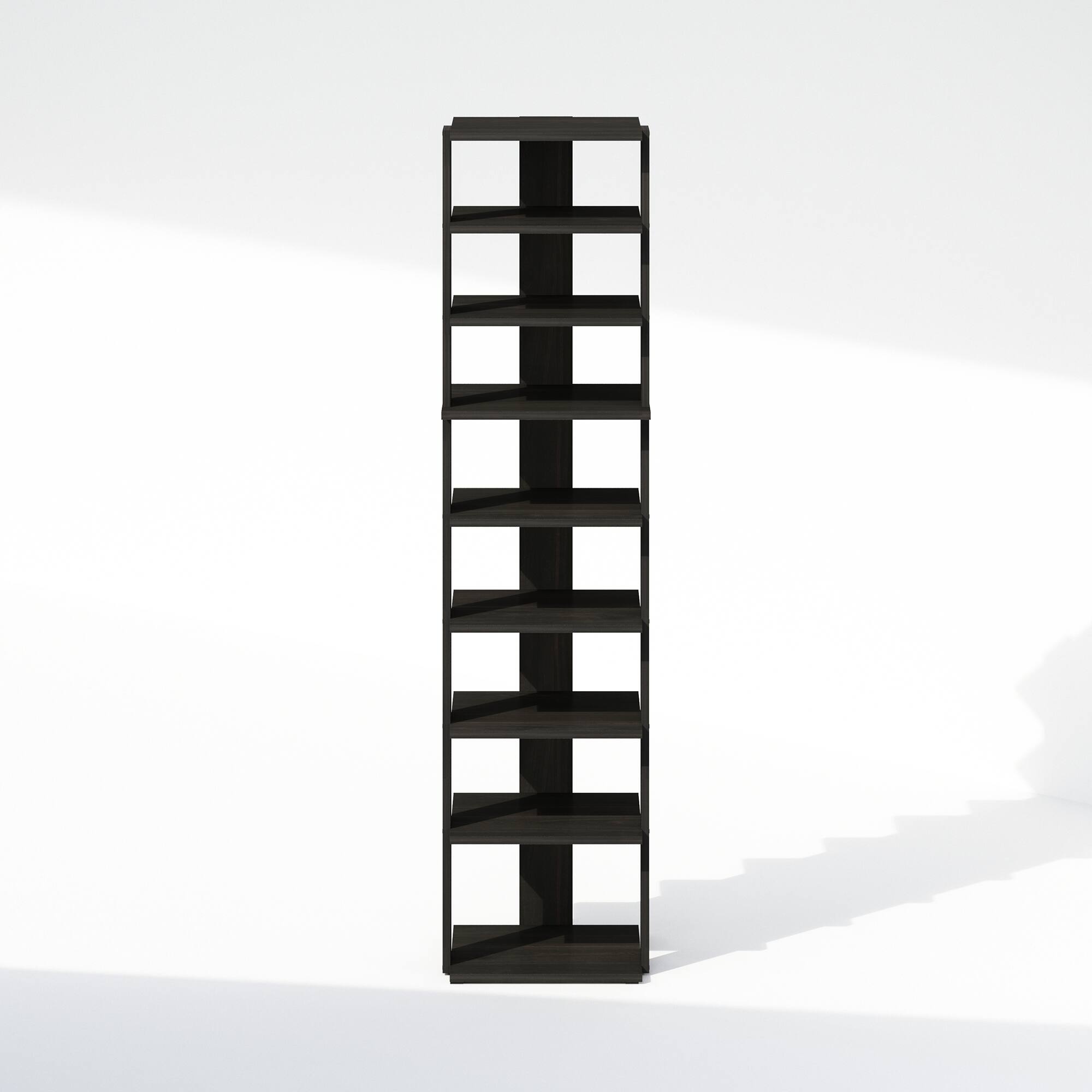Alt View 2. Furinno - Compact 9-Tier Vertical Space Saving Free Standing Corner Shelf, Display Rack, Espresso - Espresso.