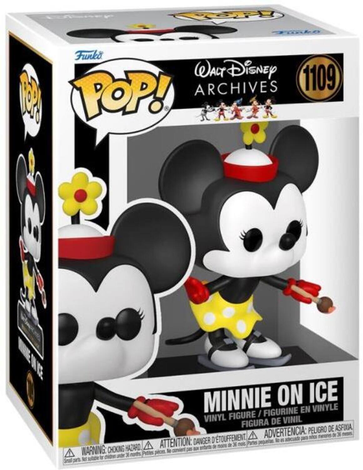 Pp AkO Funko WALT Disney 1109 M POP! ARCHIVES 30 MINNIE ON ICE FIGURINE EN VINYLE FIGURE I/ VINYL DE VINIL FIGURA ASFIXIA ADVERTENCIA PELIGRO DE aotin mereres de 36 ATTENTION: DANGER D ETOUFFEMENT mois Partes pequeras pa A de mons de 36 CHOKING HAZARD pas SU entrts WARNING: Ne corvient  Pittes parts Ret