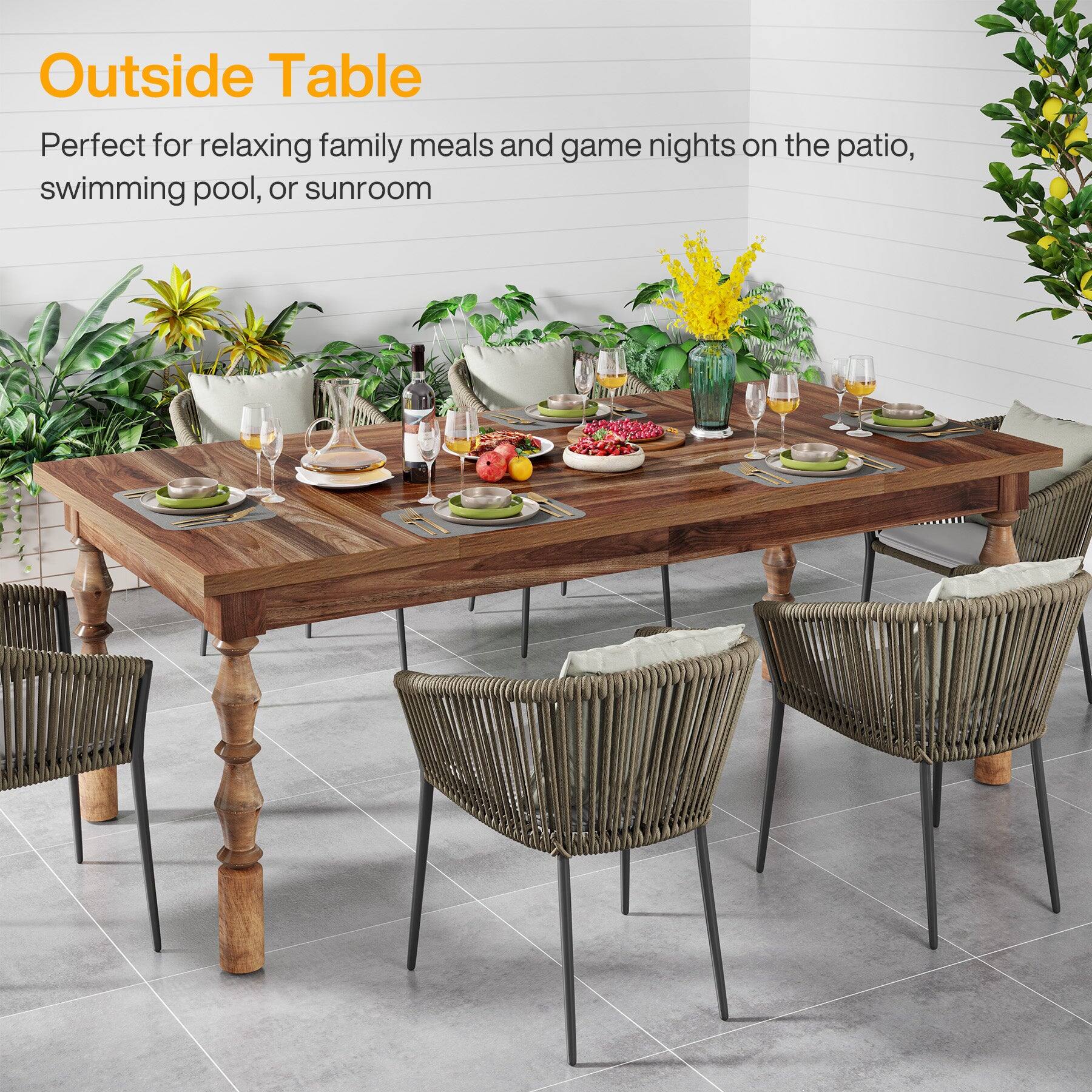 Tribesigns Dining Table with Engineered Wood Construction, Adjustable ...