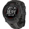 Garmin watch with GPS and GPS SAT 1 100% on the screen. The watch has a black band and is displaying the time as 5:56. The watch also has a menu button and a back button.