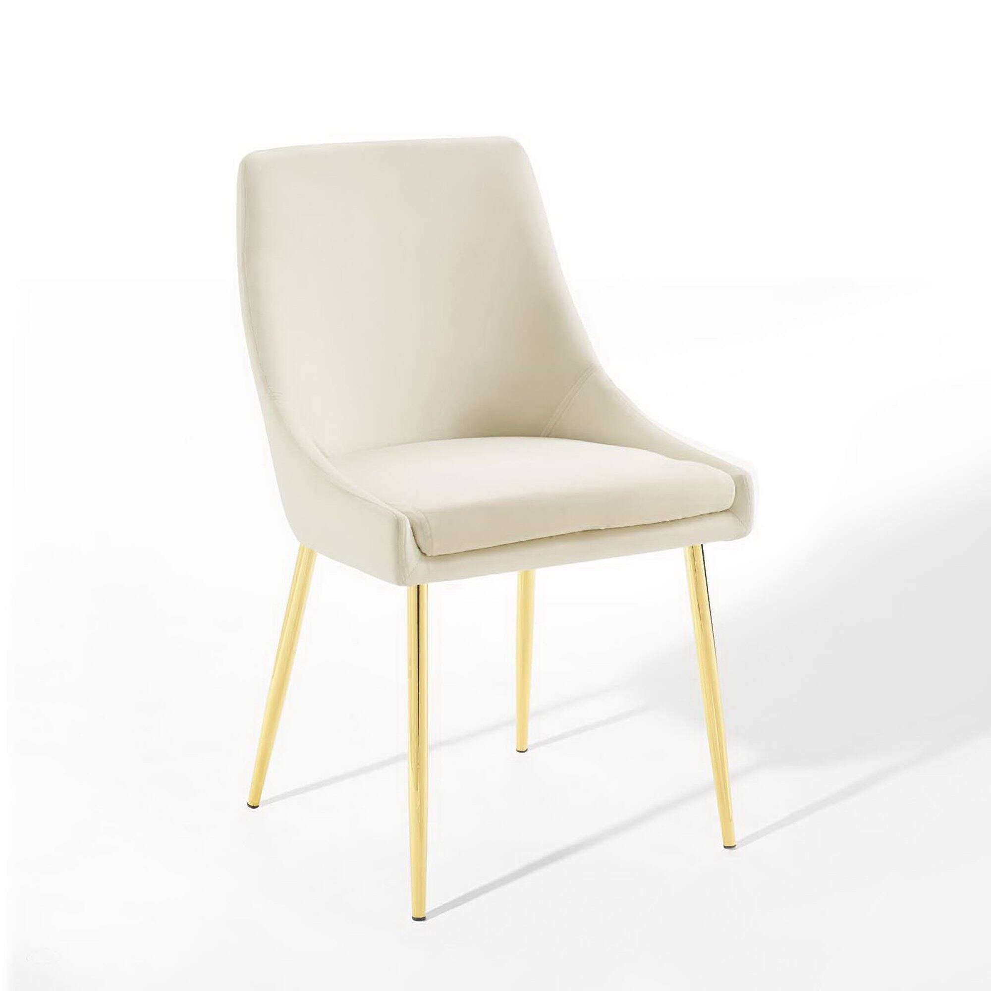 Alt View 2. Modway - Viscount Performance Velvet Dining Chairs Set of 2 by Modway - Gold Ivory.