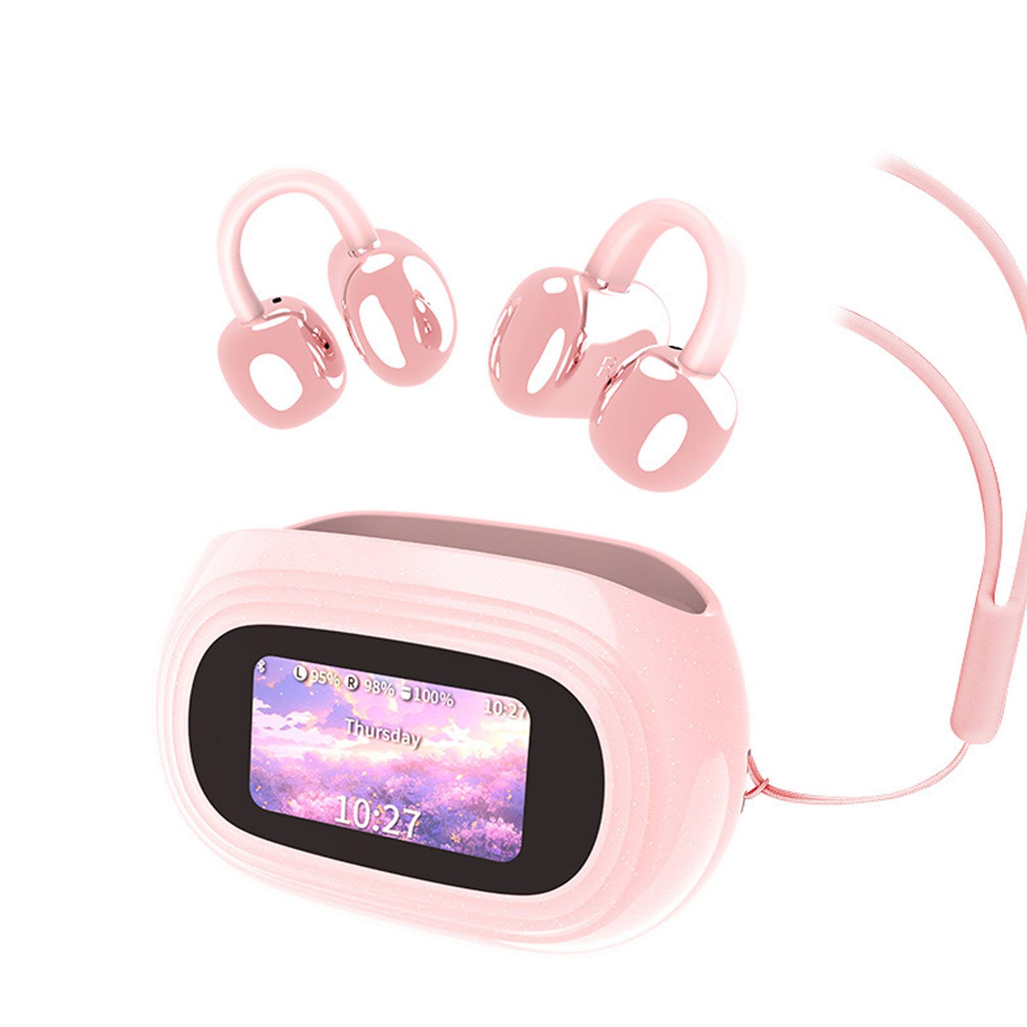 YONWAY - Ear Clip Translator Headphones, Color Screen Bluetooth Wireless Earphones, Support 144 languages with Hanging Rope