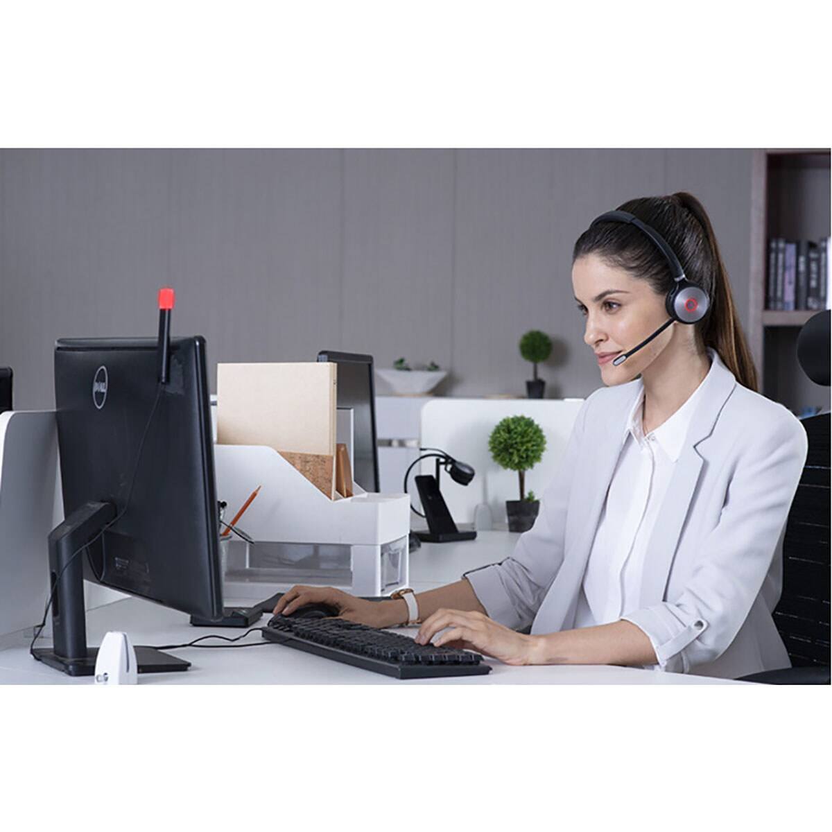 Alt View 7. Yealink - Yealink WH62 Wireless DECT Closed-Back On-Ear Mono Headset with Base Station, Unified Communications Certified.