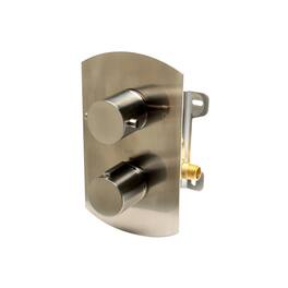 Alfi - Brushed Nickel Round Knob 1 Way Thermostatic Shower Mixer - Silver