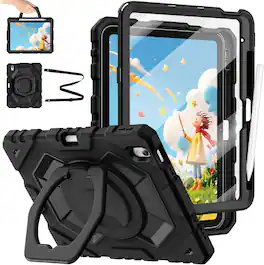 Fintie - Case for iPad 11th Gen 11" 2025 (A16) & 10th Gen 10.9" 2022 Cover w/Screen Protector & Rotating Stand & Shoulder Strap - Black