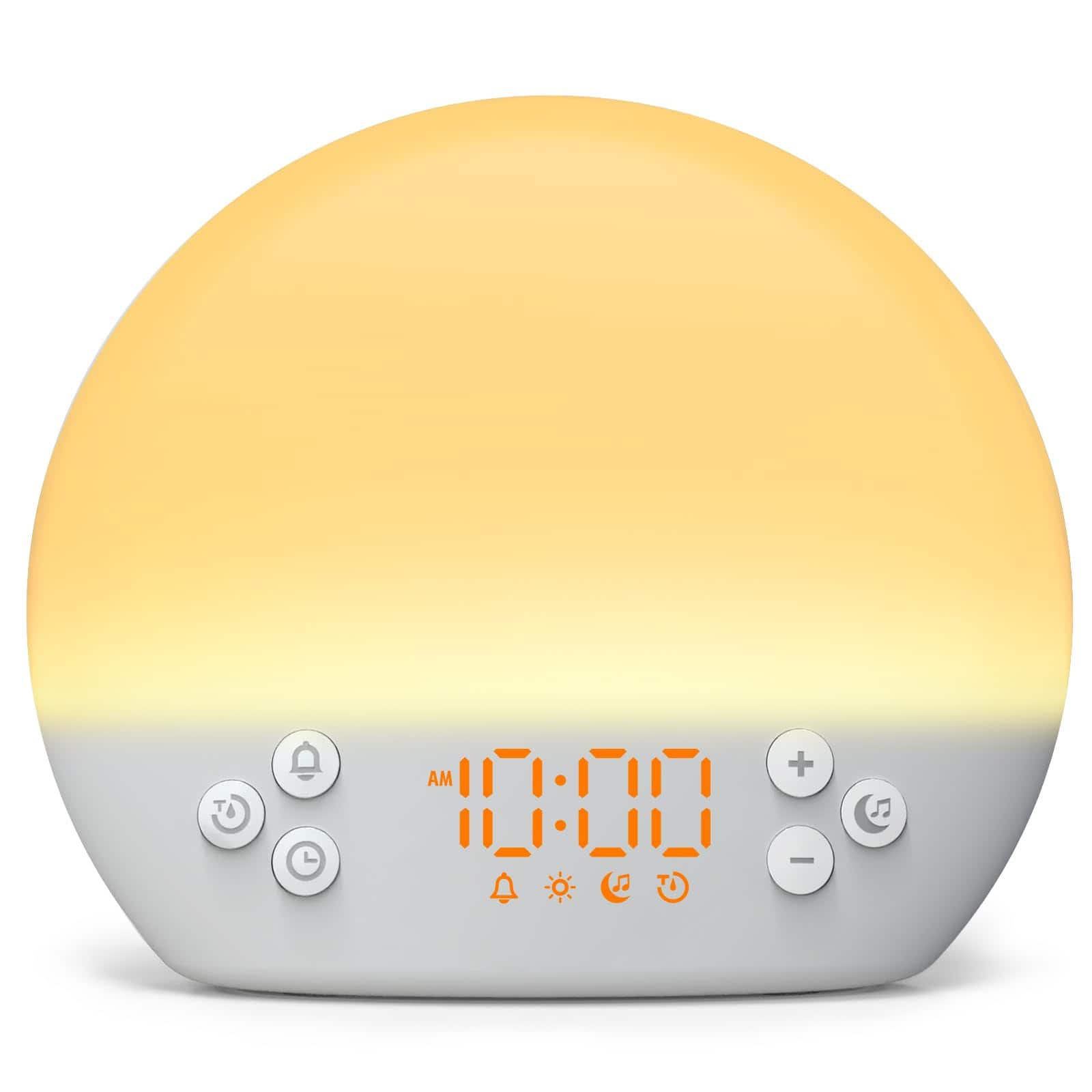 Dazzed Corner - Sunrise Alarm Clock, Digital Clock with Dimmable Night Light - Ivory White