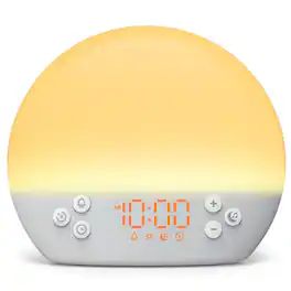 Dazzed Corner - Sunrise Alarm Clock, Digital Clock with Dimmable Night Light - Ivory White