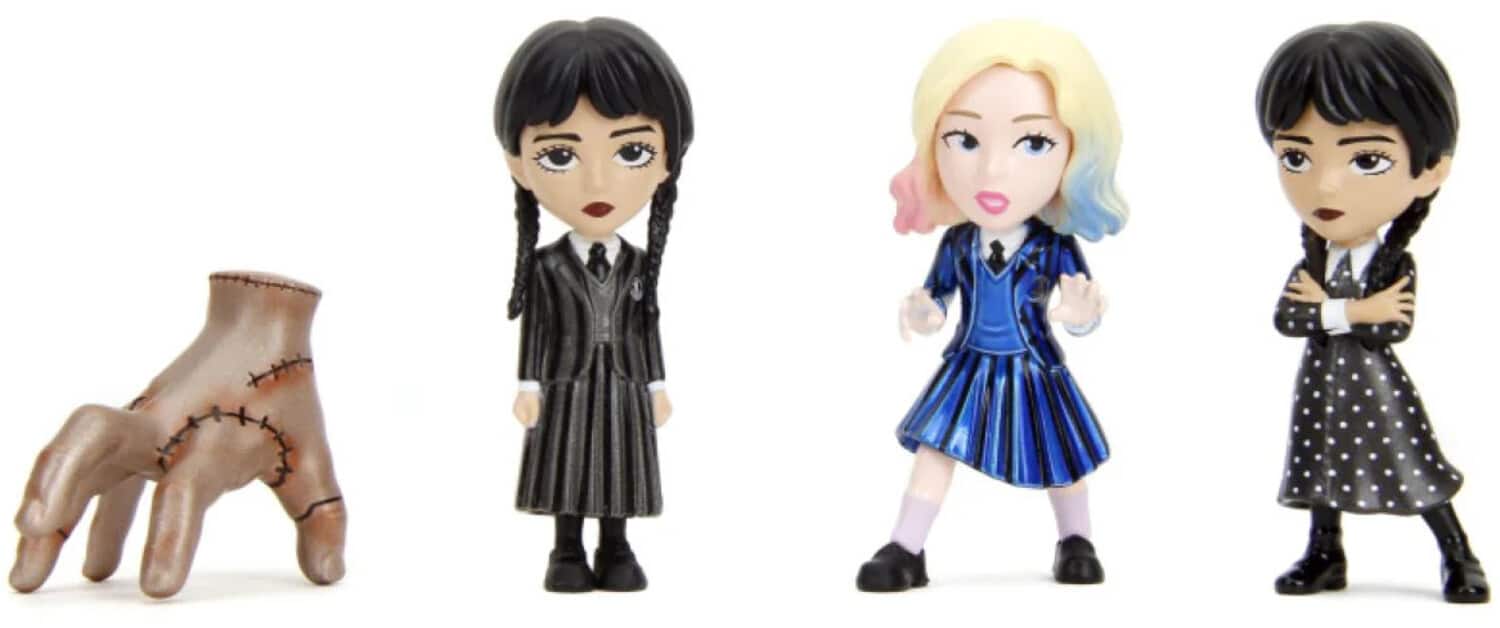Jada Toys - Wednesday - MetalFigs - 2.5" Diecast Figure 4-Pack (Wednesday, Enid, Wednesday, Thing) - COLLECTABLES - Multicolor
