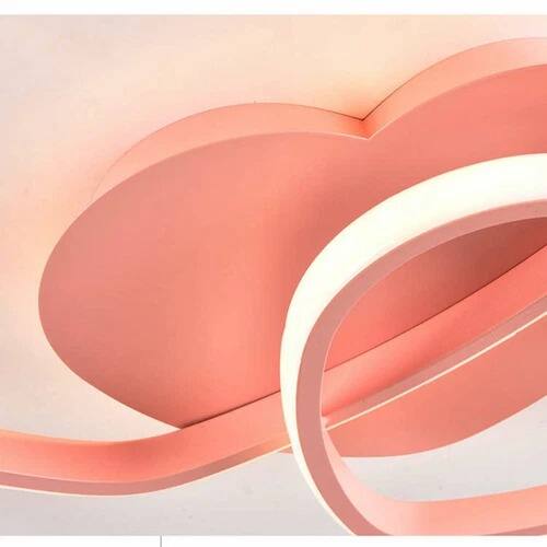 Alt View 3. Home Collection - LED Acrylic Heart-Shaped Ceiling Light Fixture Dimmable Modern Pink Chandelier with Remote Control.