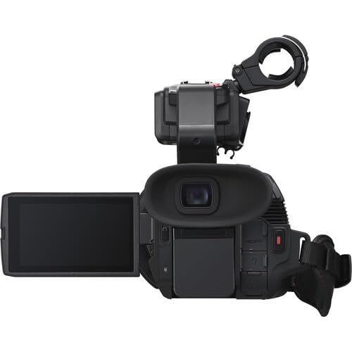 Left. Panasonic - Panasonic HC-X2100 UHD 4K 3G-SDI/HDMI Pro Camcorder with 24x Zoom Bundle + Accessory Package Including 128GB Extreme Pro - Black.