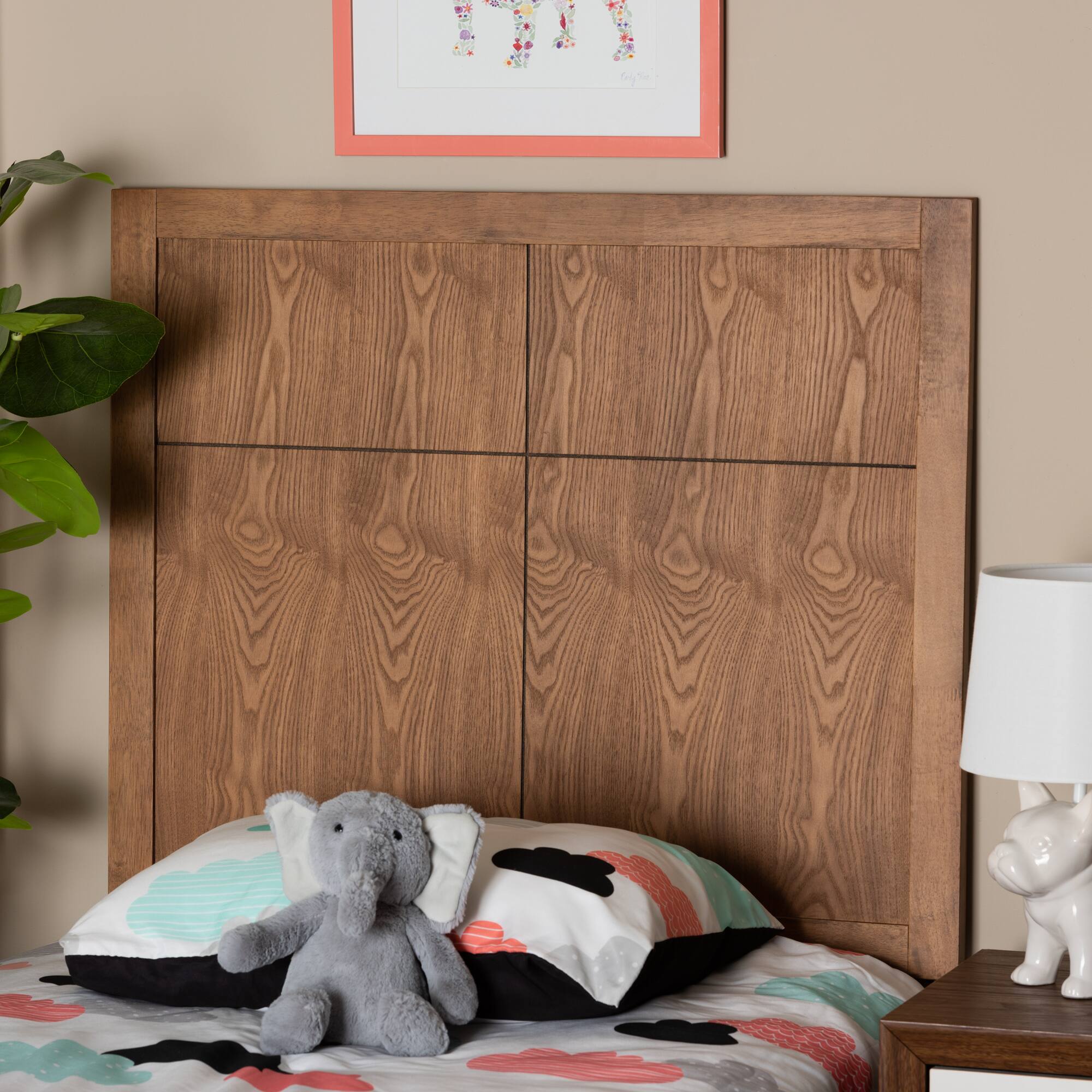 Left. Baxton Studio - Monroe Modern Transitional and Rustic Finished Wood Twin Size Headboard - Ash Walnut.