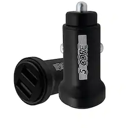 5 CORE - USB Car Charger Cigarette Lighter Adapter Dual USB Port Adapter 12/24 V Fast Charging - Black