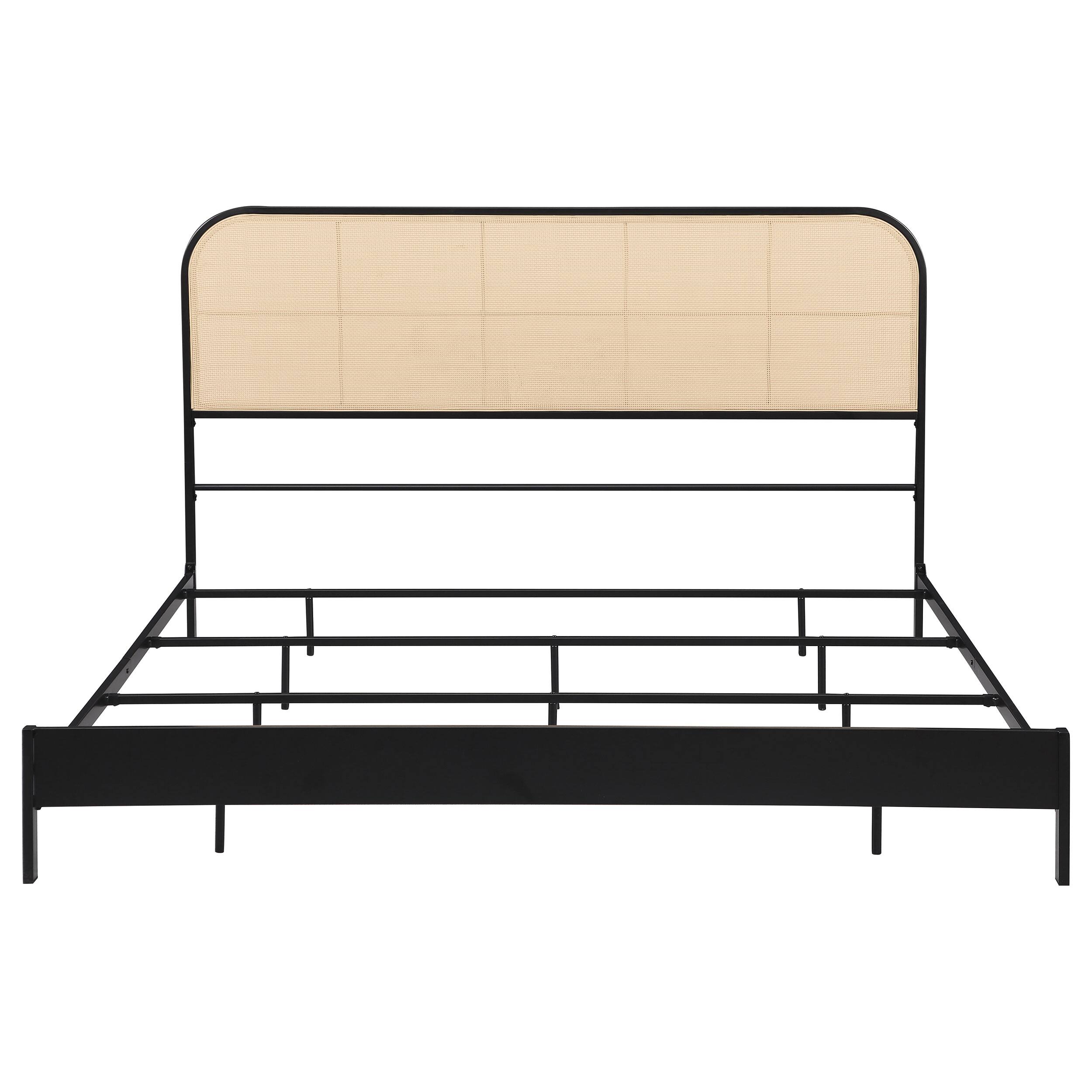 Alt View 1. Manhattan Lane - Ammy King Bed, Radio Weave Headboard, Brown Faux Rattan - Black, Brown.