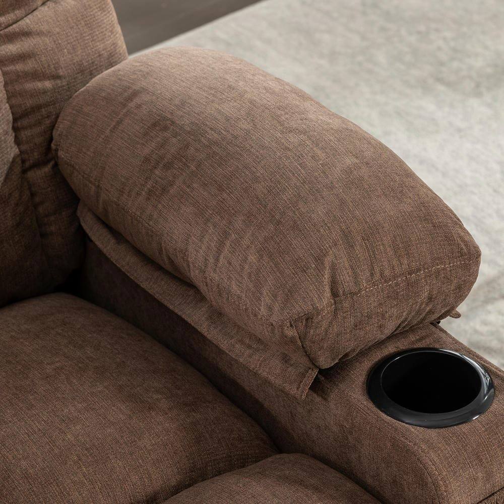 Alt View 6. Kadyn - Massage Rocker Recliner Chair, 8-Point Vibration & Heat, 150° Recline, USB Port, Cup Holders, Brown - Brown.