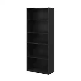 FurniFact - Wooden Bookcase in Finish with Adjustable Shelves for Home Office - Darkwood