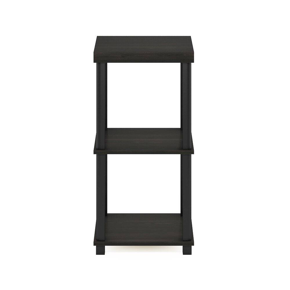 Left. Furinno - TURN-N-TUBE Night Stand, 3-Tier Thick Tabletop Nightstand with Open Shelf, Toolless Assembly Side Table, Bedside Table - Espresso/Black.
