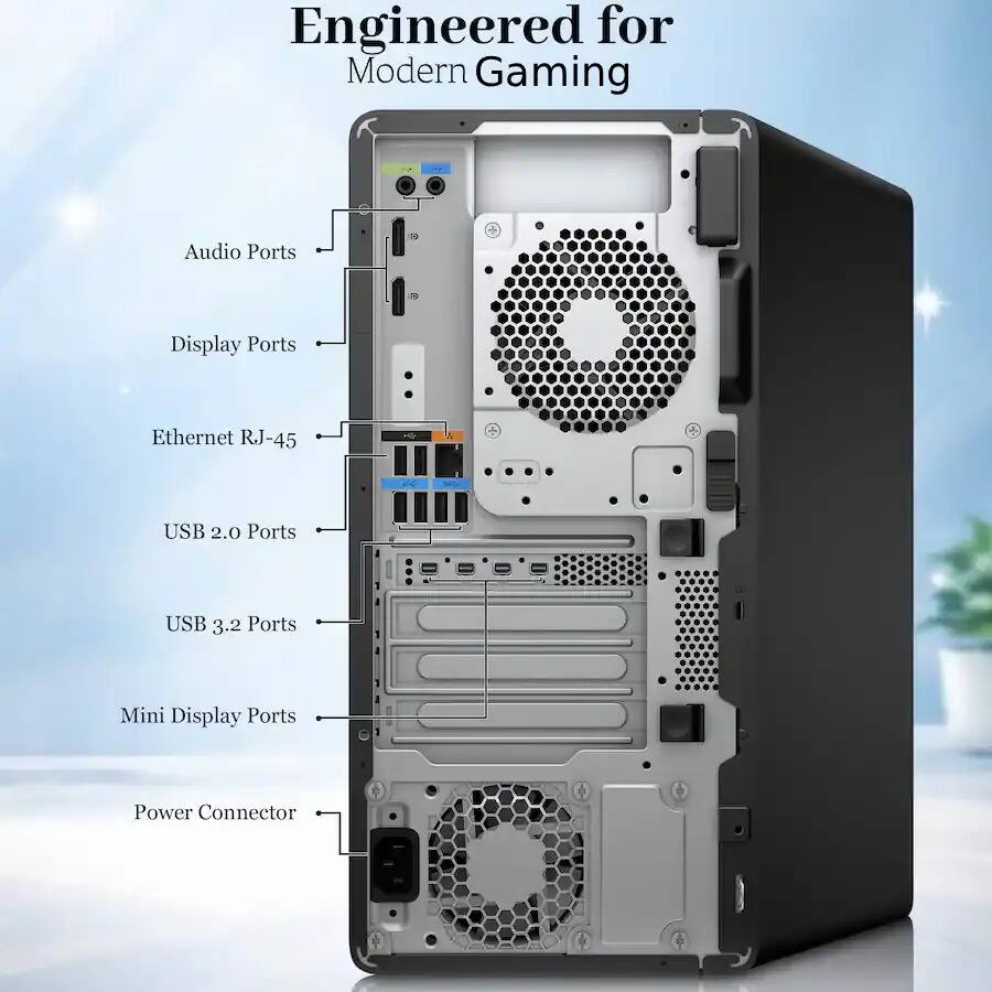 Engineered for Modern Gaming

Audio Ports
Display Ports
Ethernet RJ-45
USB 2.0 Ports
USB 3.2 Ports
Mini Display Ports
Power Connector