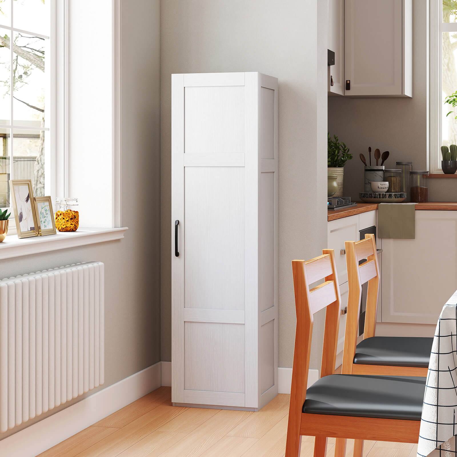 Alt View 3. Costway - Costway 4-Tier Storage Cabinet with Door Freestanding Bathroom Cabinet for Small Space - White.