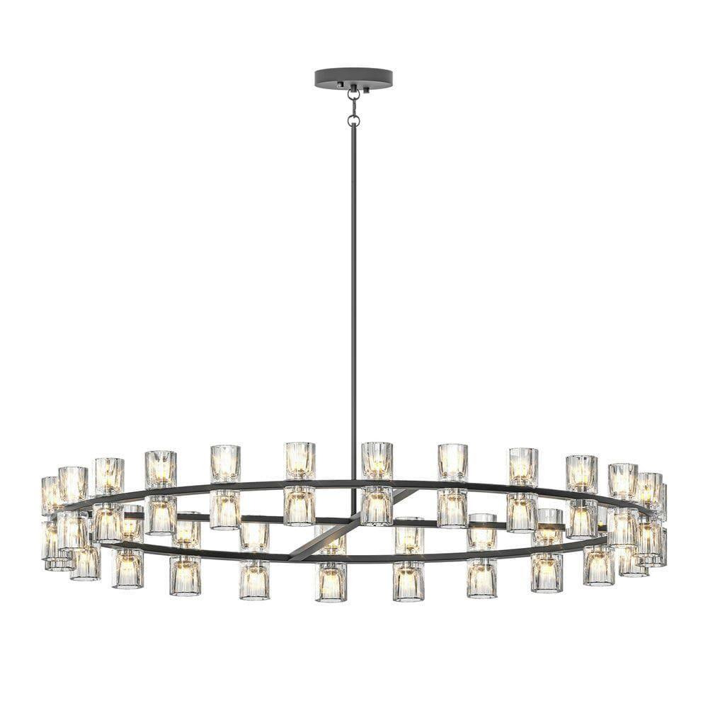 Alt View 4. Kadyn - 48 Inches Luxury Chandeliers Crystal Living Room Decorative Lights Simple Modern Dining Room LED Lighting, Black - Black.