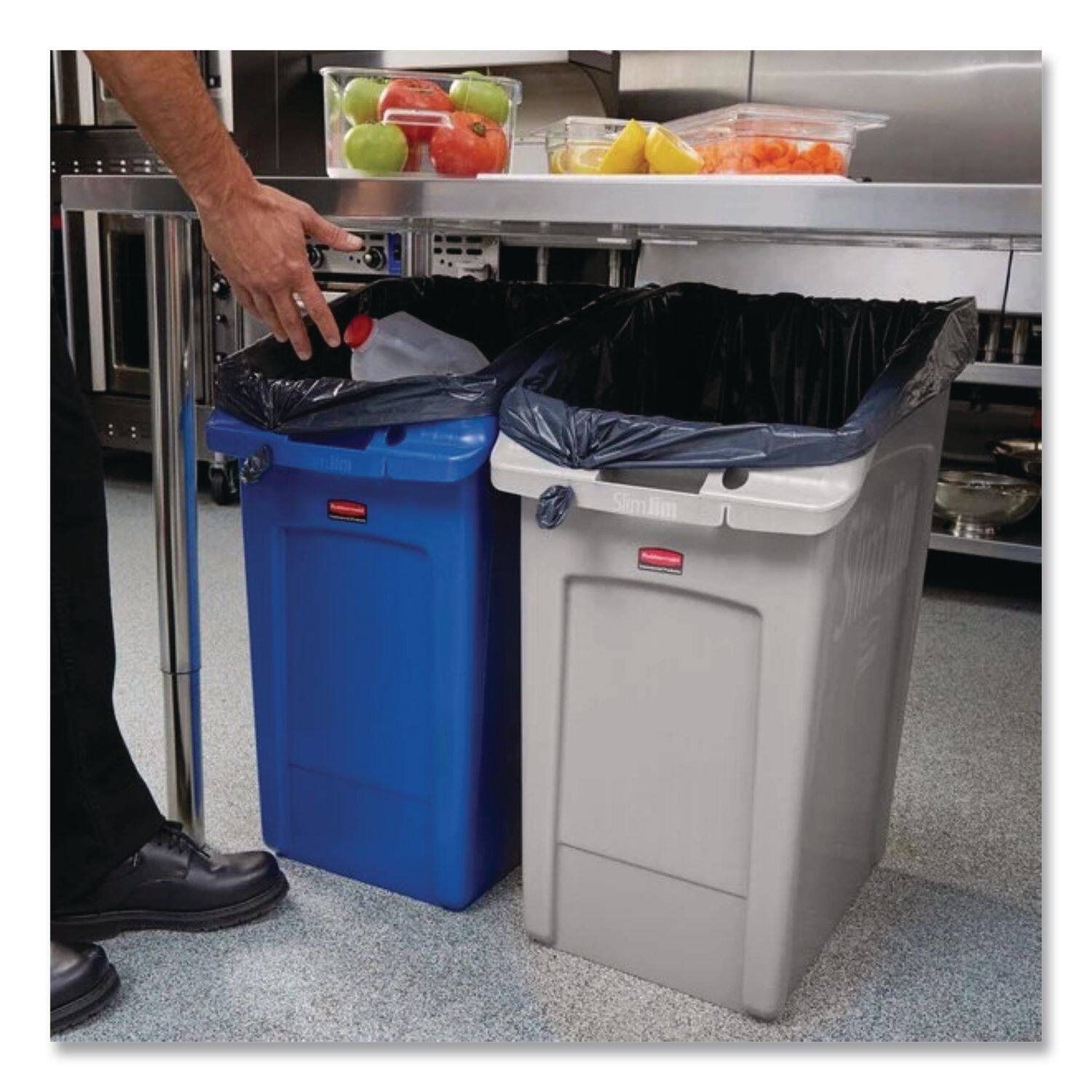 Back. RubberMaid - Slim Jim Under-Counter Container, 23 Gal, Polyethylene, Gray.
