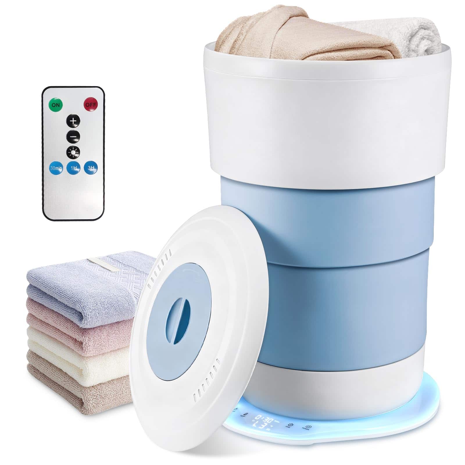 JETRANSPORT - 24l Foldable Towel Warmer For Bathroom - Portable Hot Heater Bucket With Remote Control & Auto Shut-off - Default