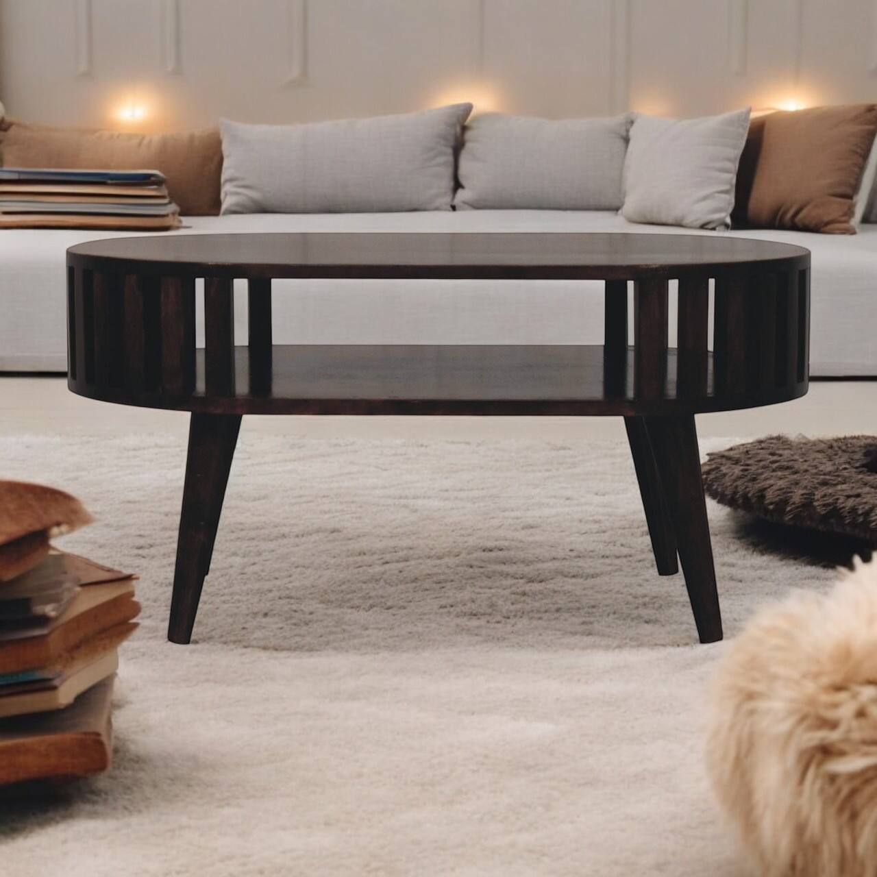 Angle. Artisan Furniture - Artisan Furniture Solid Wood Ariella California Walnut Coffee Table - Brown.