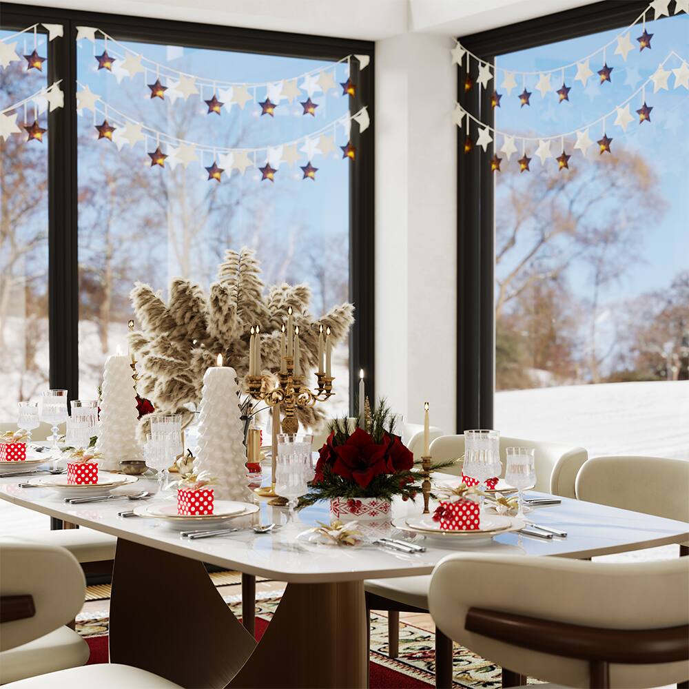 Alt View 7. POVISON - 94" Modern Minimalist Dining Table for 10, White Rectangular Glossy  Sintered Stone Tabletop, Bronze Carbon Steel Leg - Glossy White Sintered Stone with Bronze.