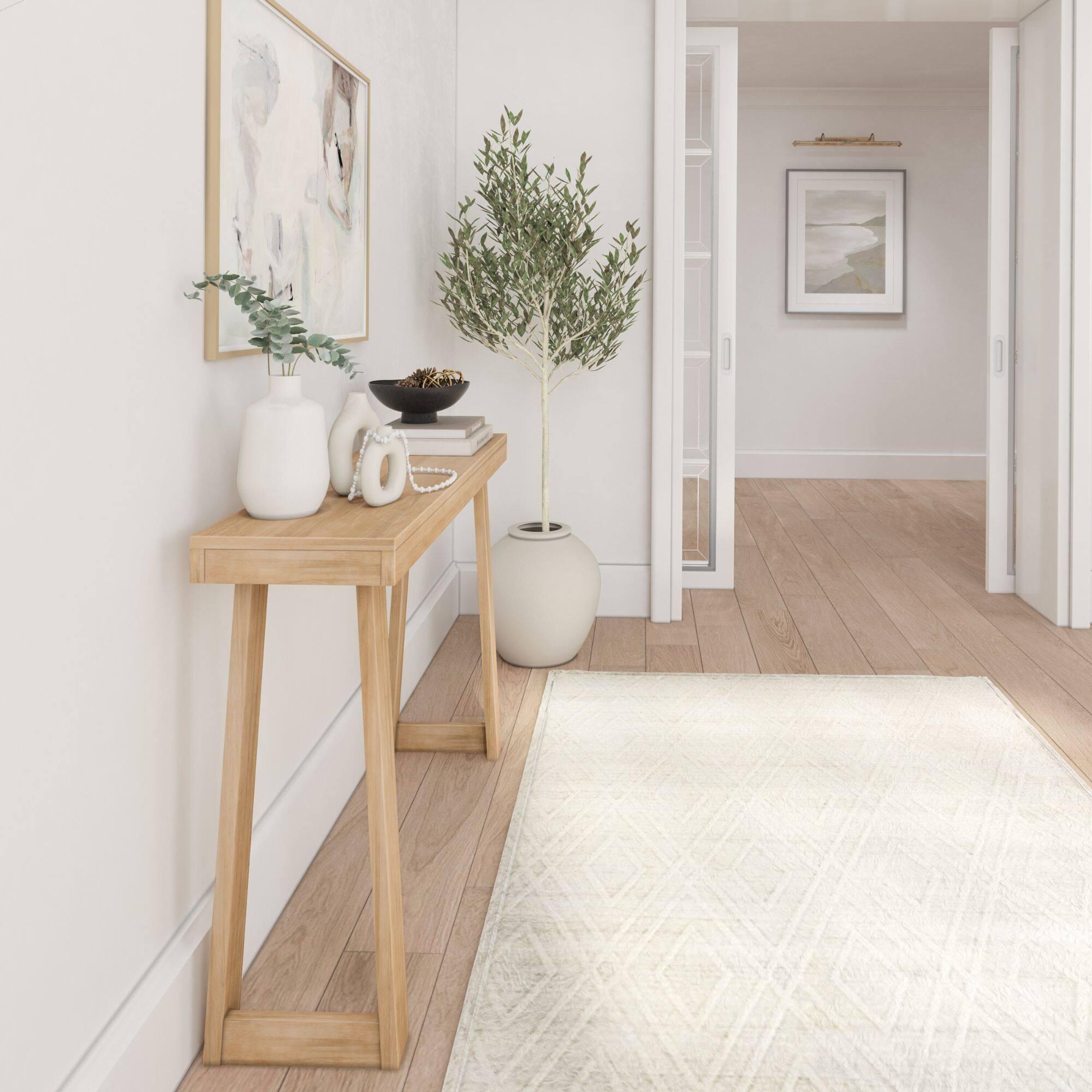 Alt View 4. Plank+Beam - Classic Console Table - 36 inches, Blonde - Blonde.