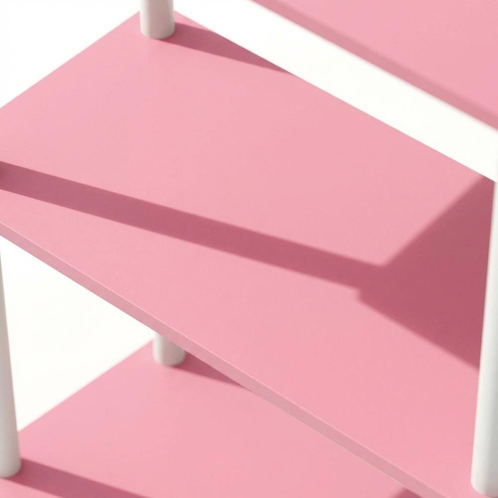 Alt View 1. FurniFact - Wooden bookcase with open storage shelves for modern home decor - Pink/White.