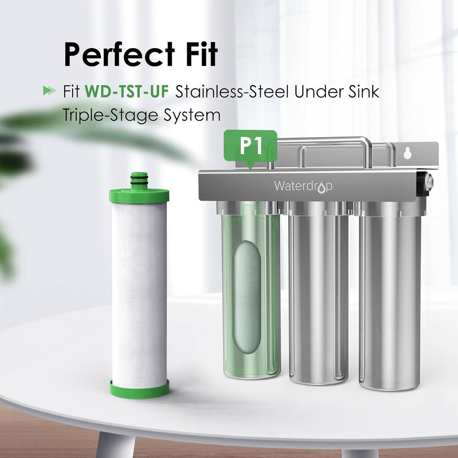 Perfect Fit WD-TST-UF Stainless-Steel Under Sink Triple-Stage System P1 Waterdrop