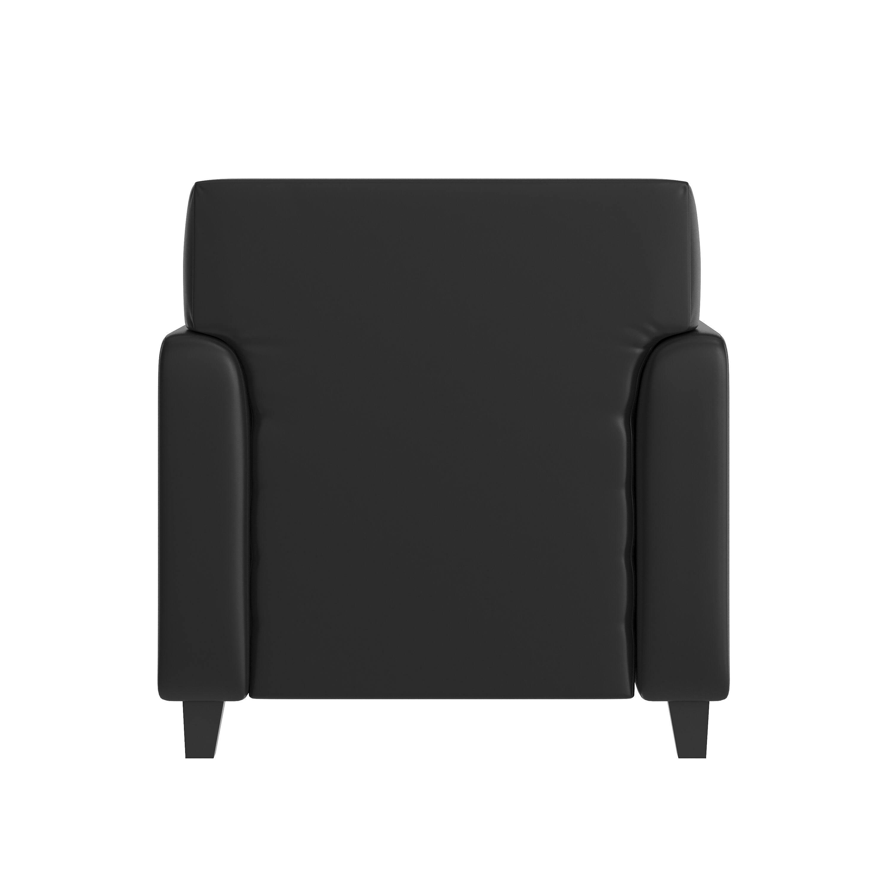 Back. Flash Furniture - Agent Black LeatherSoft Reception Chair with Right Side Charging Bank, Includes 2 Outlets, 2USB Ports, 1 USB-C Port, Sol - Black.