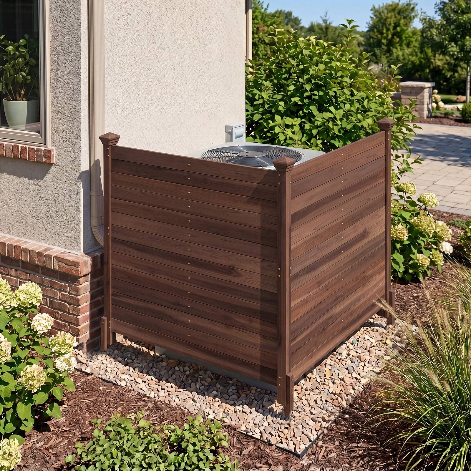 Alt View 1. Costway - Costway Outdoor Privacy Fence Set of 2, 47" x 47" Air Conditioner Fence for Outside - Brown.