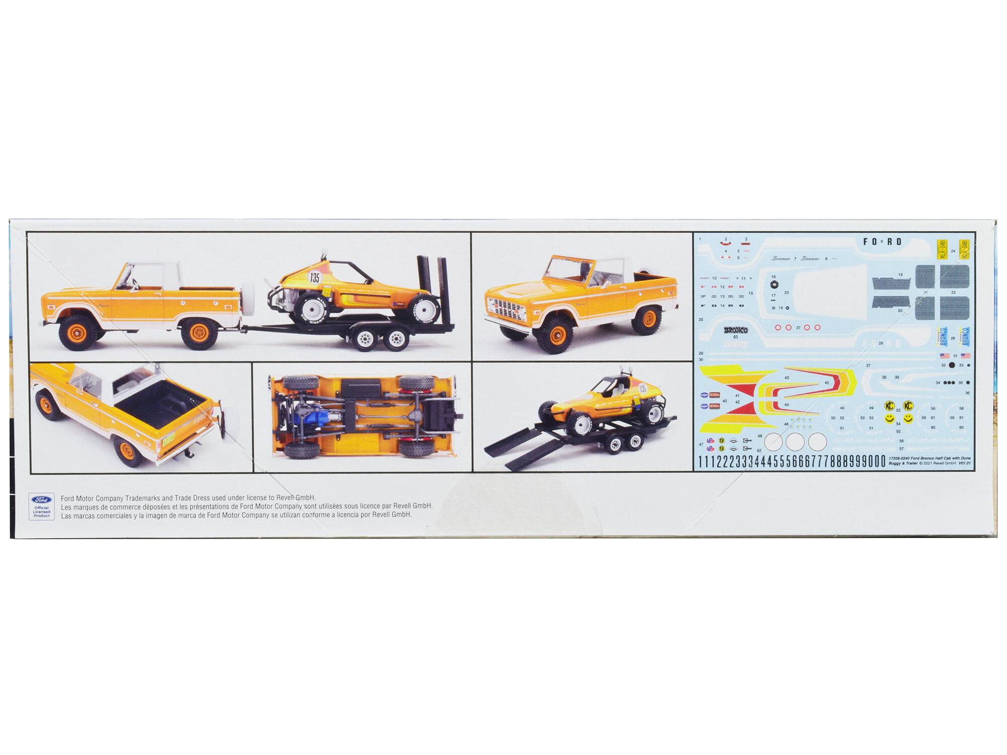 Sure, here is the corrected and grouped text from the image:

---

**Ford Motor Company Trademarks and Trade Dress used under license to Revell GmbH**

**Las marcas comerciales y la imagen de marca de Ford Motor Company se utilizan conforme a licencia por Revell GmbH.**

**Ford Motor Company Trademarks and Trade Dress used under license to Revell GmbH**

**Las marcas comerciales y la imagen de marca de Ford Motor Company se utilizan conforme a licencia por Revell GmbH.**

**Ford Motor Company Trademarks and Trade Dress used under license to Revell GmbH**

**Las marcas comerciales y la imagen de marca de Ford Motor Company se utilizan conforme a licencia por Revell GmbH.**

**Ford Motor Company Trademarks and Trade Dress used under license to Revell GmbH**

**Las marcas comerciales y la imagen de marca de Ford Motor Company se utilizan conforme a licencia por Revell GmbH.**

**Ford Motor Company Trademarks and Trade Dress used under license to Revell GmbH**

**Las marcas comerciales y la imagen de marca de Ford Motor Company se utilizan conforme a licencia por Revell GmbH.**

**Ford Motor Company Trademarks and Trade Dress used under license to Revell GmbH**


