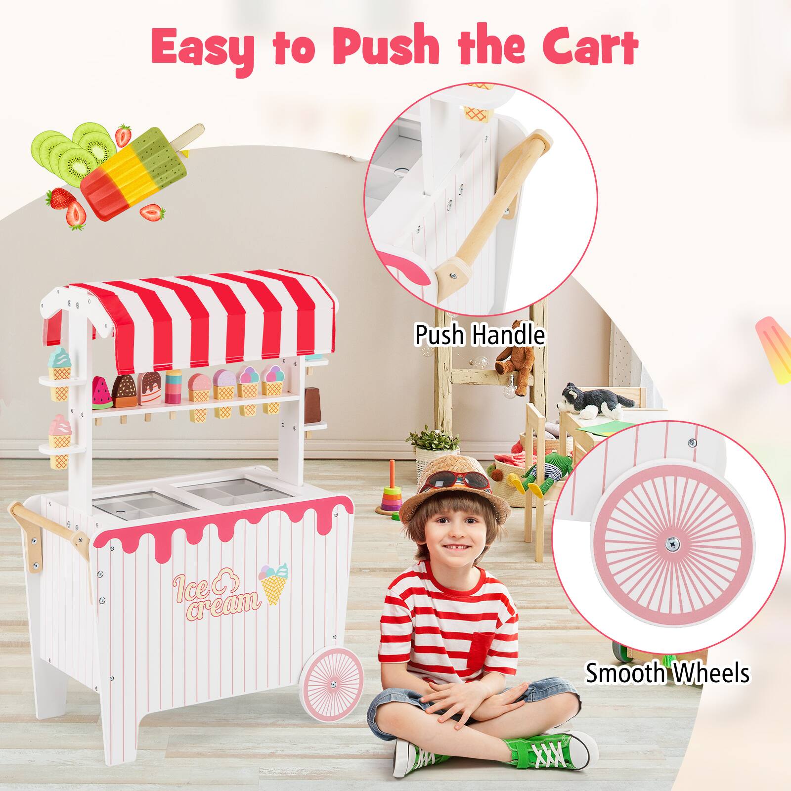 Easy to Push the Cart  
Push Handle  
Smooth Wheels
