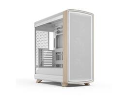 Fractal Design - Summit Chalk White TG Light Oak PC Case - Tempered Glass, 3 Momentum 14 Fans, ATX/E-ATX/mATX/ITX Support - Chalk White