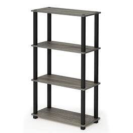 Furinno - Turn-S-Tube 4-Tier Multipurpose Shelf Display Rack with Square Tube, French Oak/Black - French Oak/Black