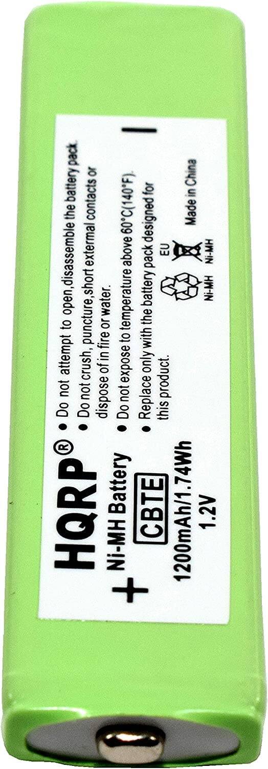 Do not attempt to disassemble the battery pack. Do not crush, puncture or dispose of in fire or water. Do not expose to temperature above 60°C (140°F). Replace this product. Made in China

Ni-MH Battery

HQRP Battery CTE

1200mAh/1.74Wh

1.2V