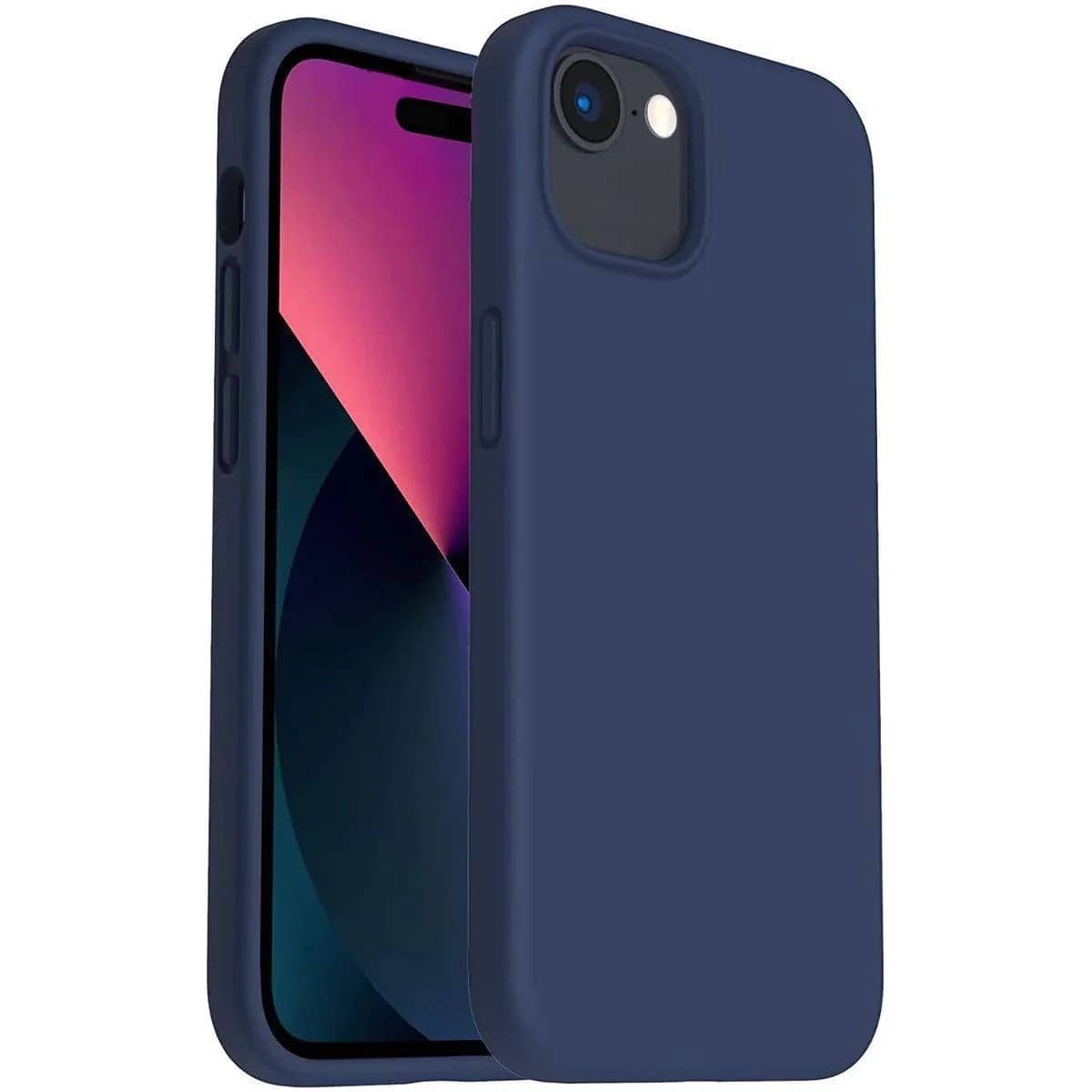 Front. Entronix - Entronix Liquid Silicone Case for iPhone 16E - Soft Touch Protection - Navy Blue.