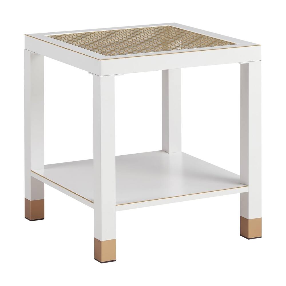 Left. Loheer - Loheer Glass End Table Modern Square Side Table 2-Layer Nightstand White - White.