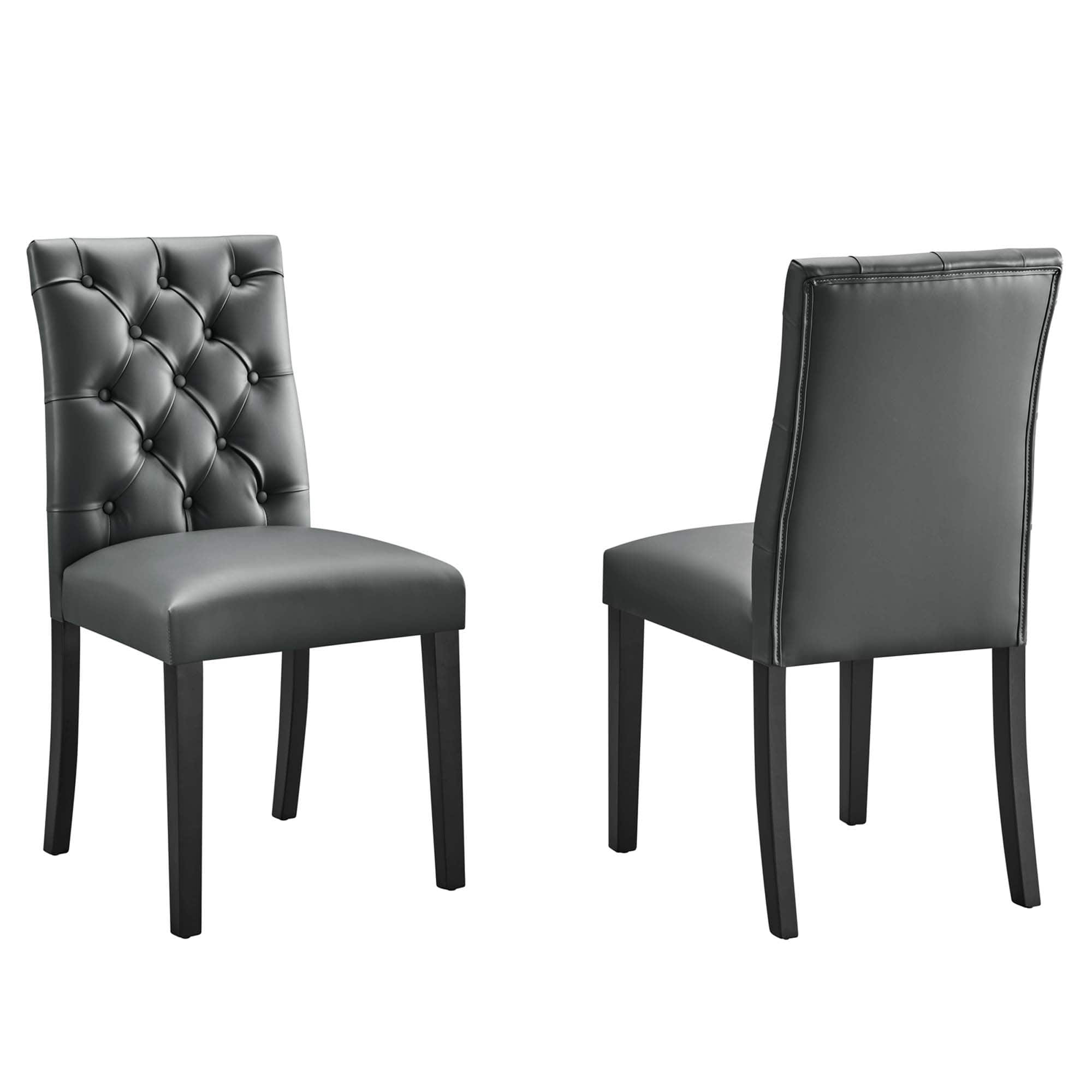Duchess Vinyl Dining Chair Set of 2 by Modway - Gray