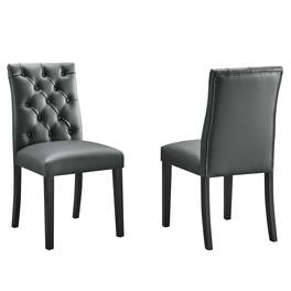 Duchess Vinyl Dining Chair Set of 2 by Modway - Gray