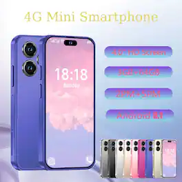 Loheer - Mini Smartphone Unlocked 4.0 Inch Android 4G Small Cell Phone for Kids 3GB 64GB Quad Core Dual SIM with Face ID - Ocean Blue