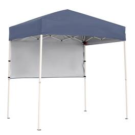 Costway - Pop-Up Canopy Tent with 1 Half Sidewall, Easy Setup Folding Outdoor Sun Shelter - Gray