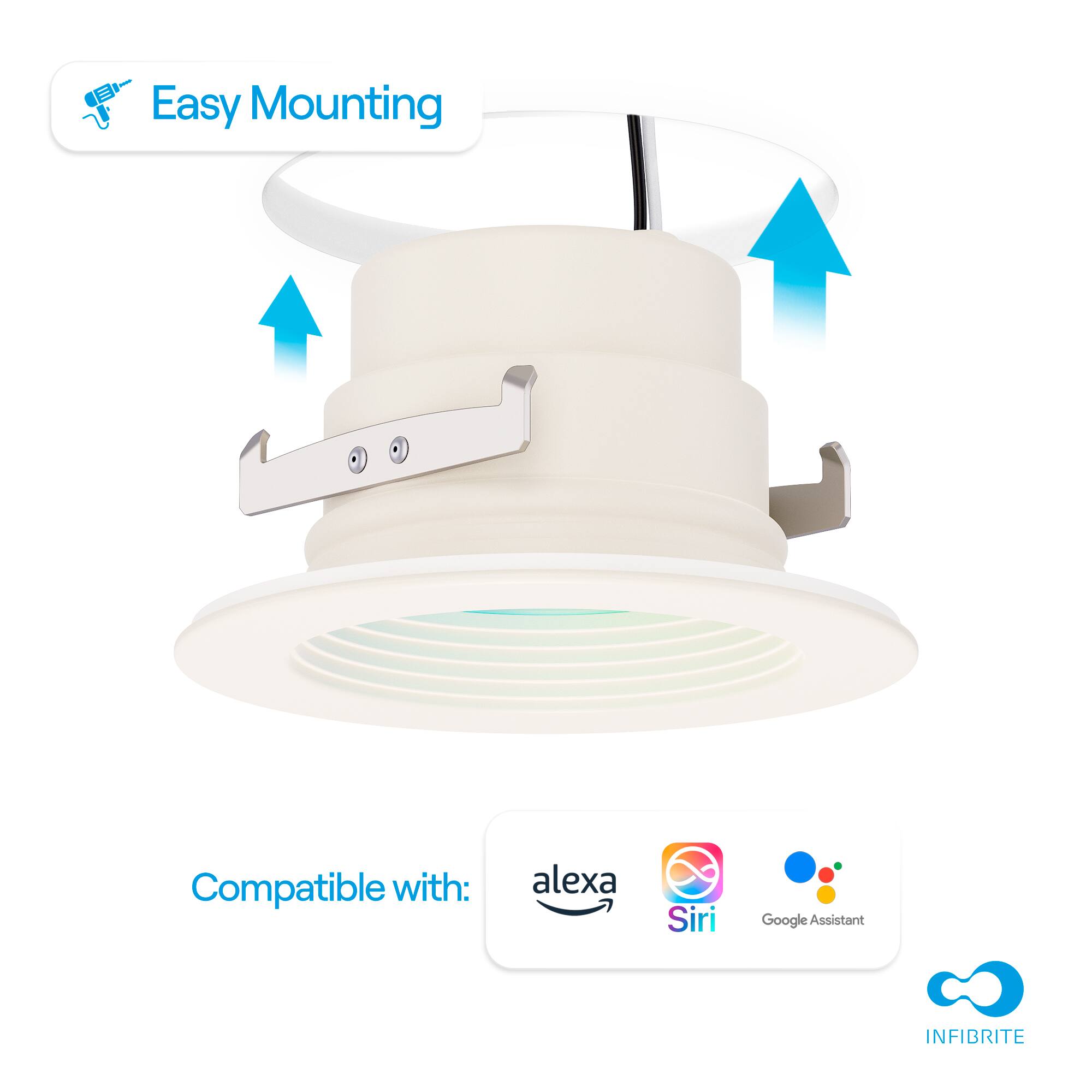 Easy Mounting

Compatible with: Alexa, Siri, Google Assistant, INFI BRITE