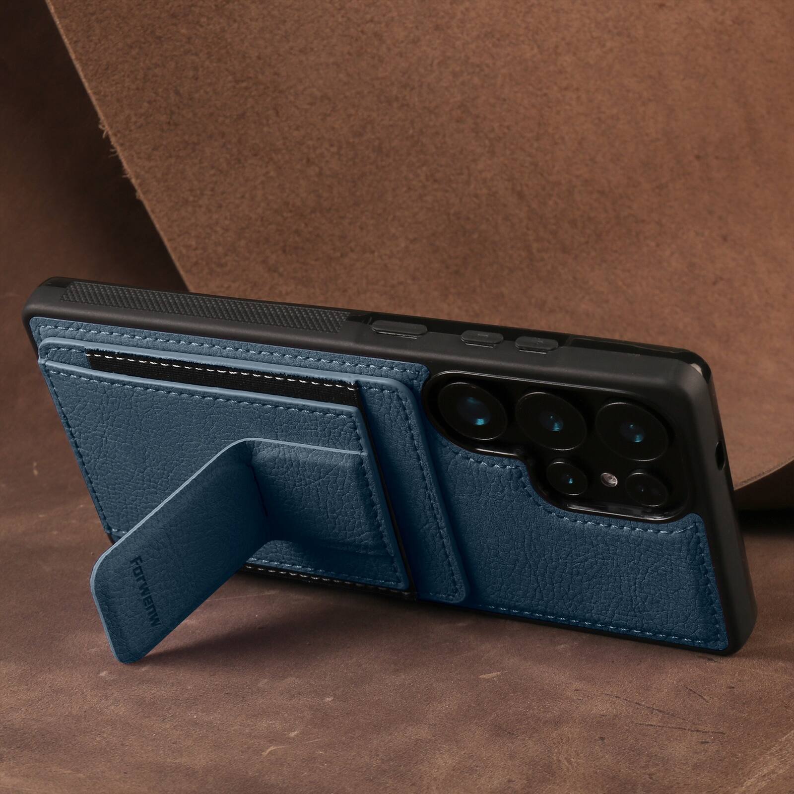 Alt View 3. Dteck - Slim Card Holder Case for Samsung Galaxy S26 Ultra, Shockproof Wallet Protective Cover with Kickstand - Blue.