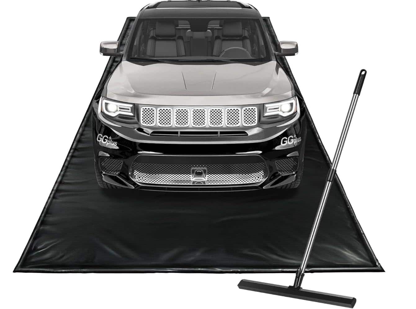 Dazzling Pops - Containment Mat 8 6 X 20 With Stay Put Corner Pvc Garage Floor Mats Heavy Duty Parking A Squeegee Premiu - Black 7'9" x 16'