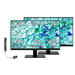 Acer - 24" Vero Gbmix V247Y FHD IPS Monitor, Anti-Glare, HDMI, VESA Mount, Speakers, w/DKZ Hub (UM.QV7AA.G03) 2Pack - Black