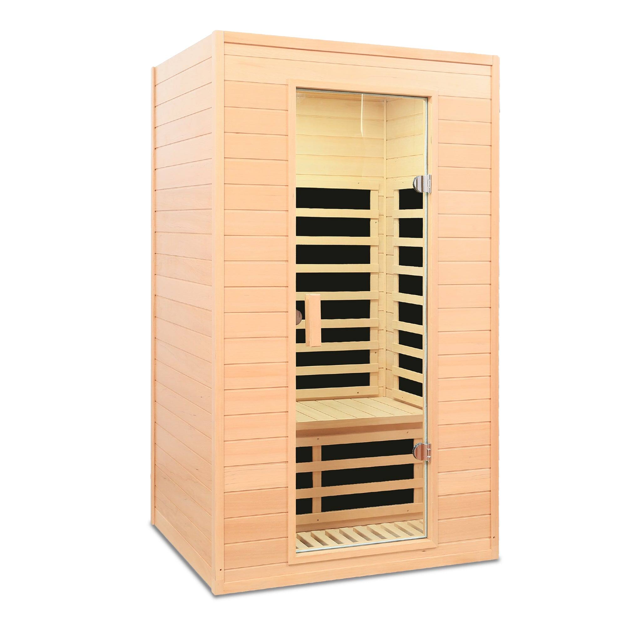 Alt View 7. Boyel Living - Hemlock Two-Person Far Infrared Indoor Sauna with Bluetooth and LED Lights - Natural Wood.